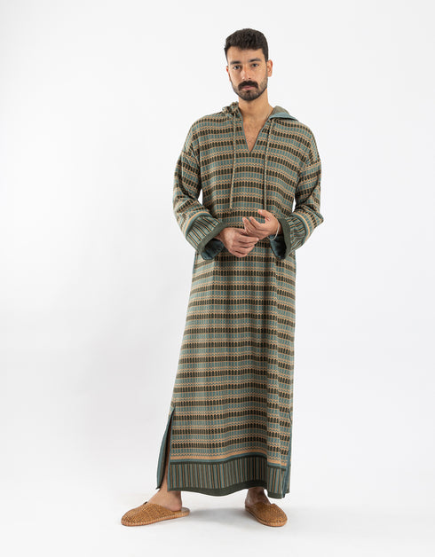 Patterned Jacquard Hooded jellabiya